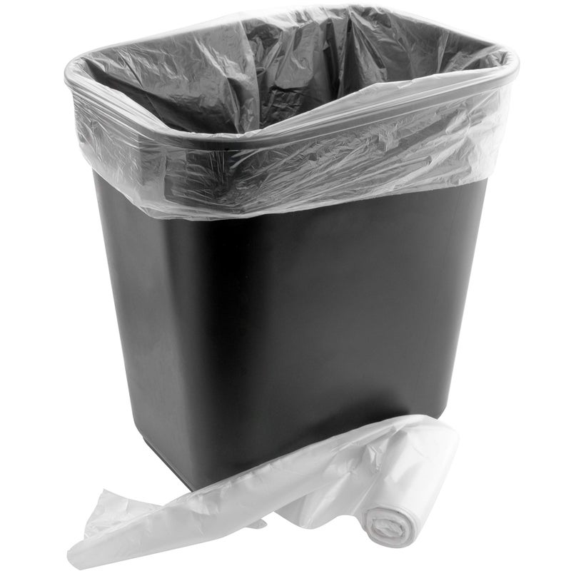 Mop Mob Space-Saving Trash Can and 100x 4 Gal. Leak-Proof Liners Set. Small Black Plastic Wastebasket and Clear Bags Great for Bathroom, Kitchen or Home Office. Garbage Bin Fits Under Most Desks & Cabinets - Image 1